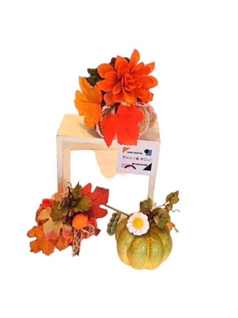 Hand Crafted Crochet Faux Pumpkins Fall Decor Harvest Upcycled Holiday